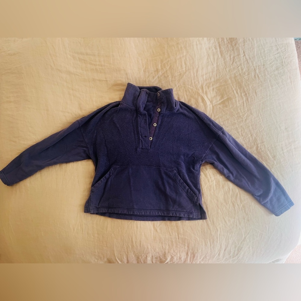 REI Womens Hemp Cotton Blend 1/4 Button Pullover - Size Small